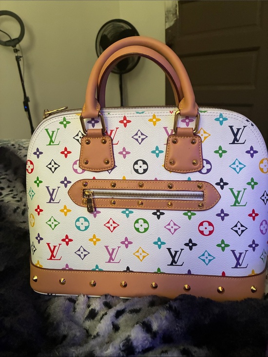 Louis Vuitton Handbags - Louis Vuitton White Multicolor Monogram Satchel with Tan Trim